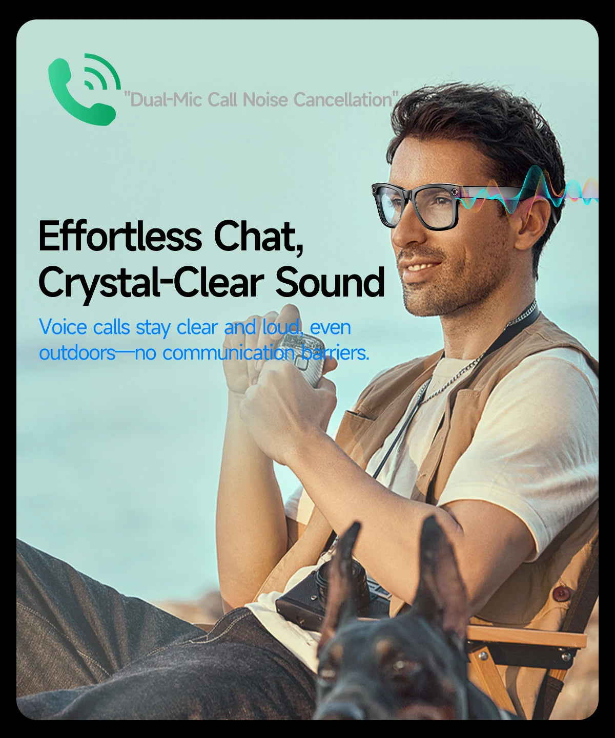 AI Smart Camera Glasses – Photo/Video Recording, Translation & Call Sunglasses (Waterproof)