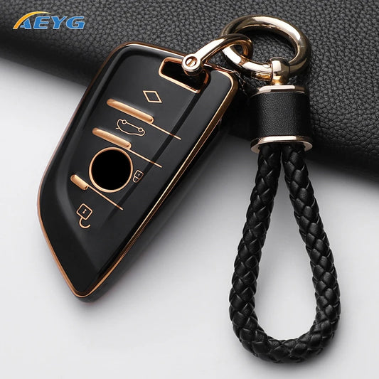 TPU Smart Remote Key Case Cover for BMW with Keychain