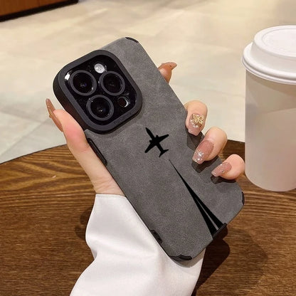 Luxury Matte Leather Silicone Case for iPhone 17 16 15 14 13 12 11 Pro Max 16 Plus X XR XS Max Lens Protection Shockproof Cover