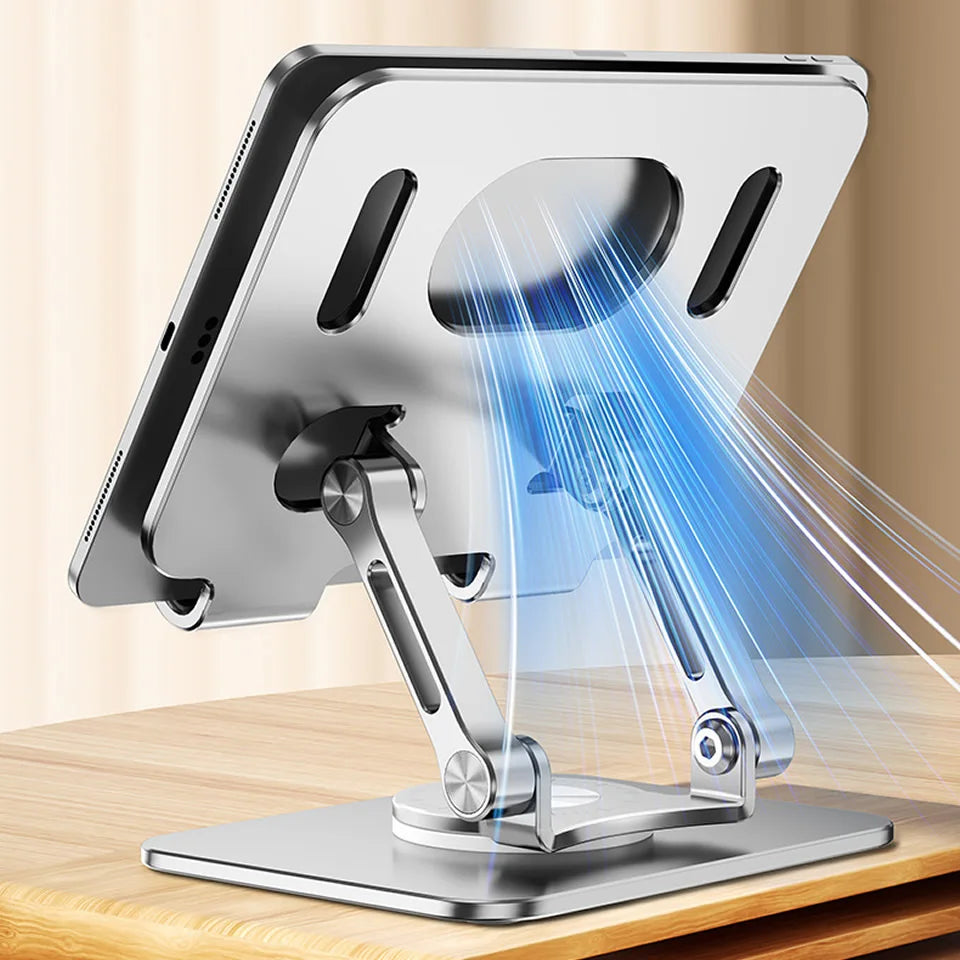 360° Rotating Tablet Stand – Adjustable Foldable Aluminum Holder for iPad & Phone