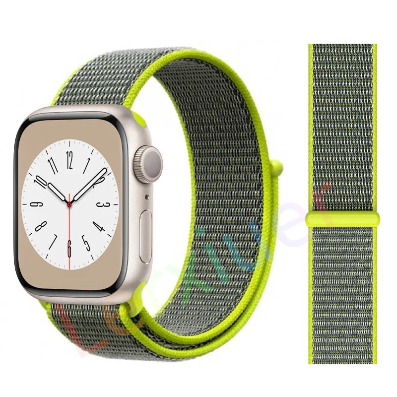 Nylon Loop Strap for Apple Watch Band 46mm 44mm 40mm 42mm 45mm 41mm 49mm 44 mm Bracelet iWatch Series Ultra 2 11 10 9 SE 7 6 5 4