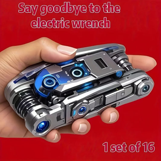 16-in-1 Universal Socket Wrench Set with Rotating Non-Slip Head