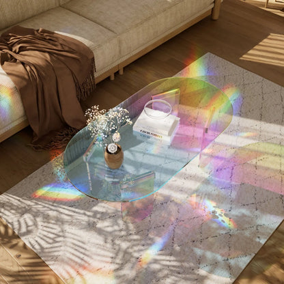 LUVODI Iridescent Clear Acrylic Coffee Table - Shatterproof Sofa Side End Table for Living Room Lounger Room Home Office Decor