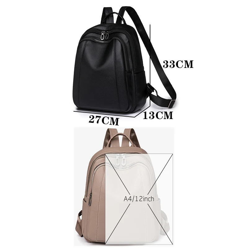High Quality Vintage Leather Women’s Backpack – Large Capacity School & Travel Bag