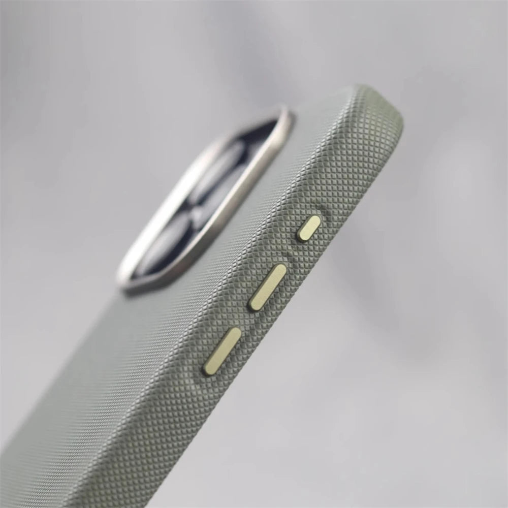 Luxury Alloy Lens Frame Leather Magnetic Case – MagSafe Compatible for iPhone 17/16/15/14/13 Pro Max
