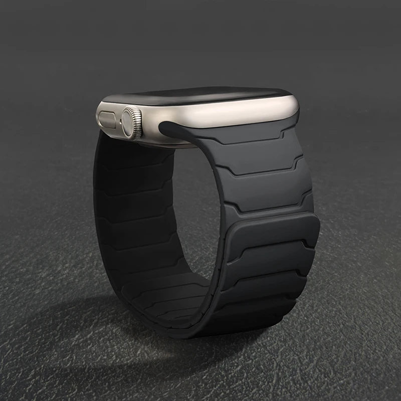 Magnetic Silicone Strap for Apple Watch – Adjustable Band (38–49mm, Ultra & Series Compatible)