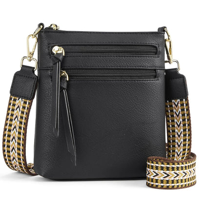 Women’s Double Zipper Crossbody Bag – Casual Retro Shoulder Phone Bag