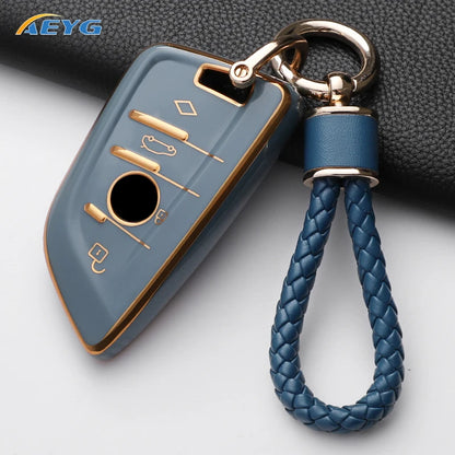 TPU Smart Remote Key Case Cover for BMW with Keychain