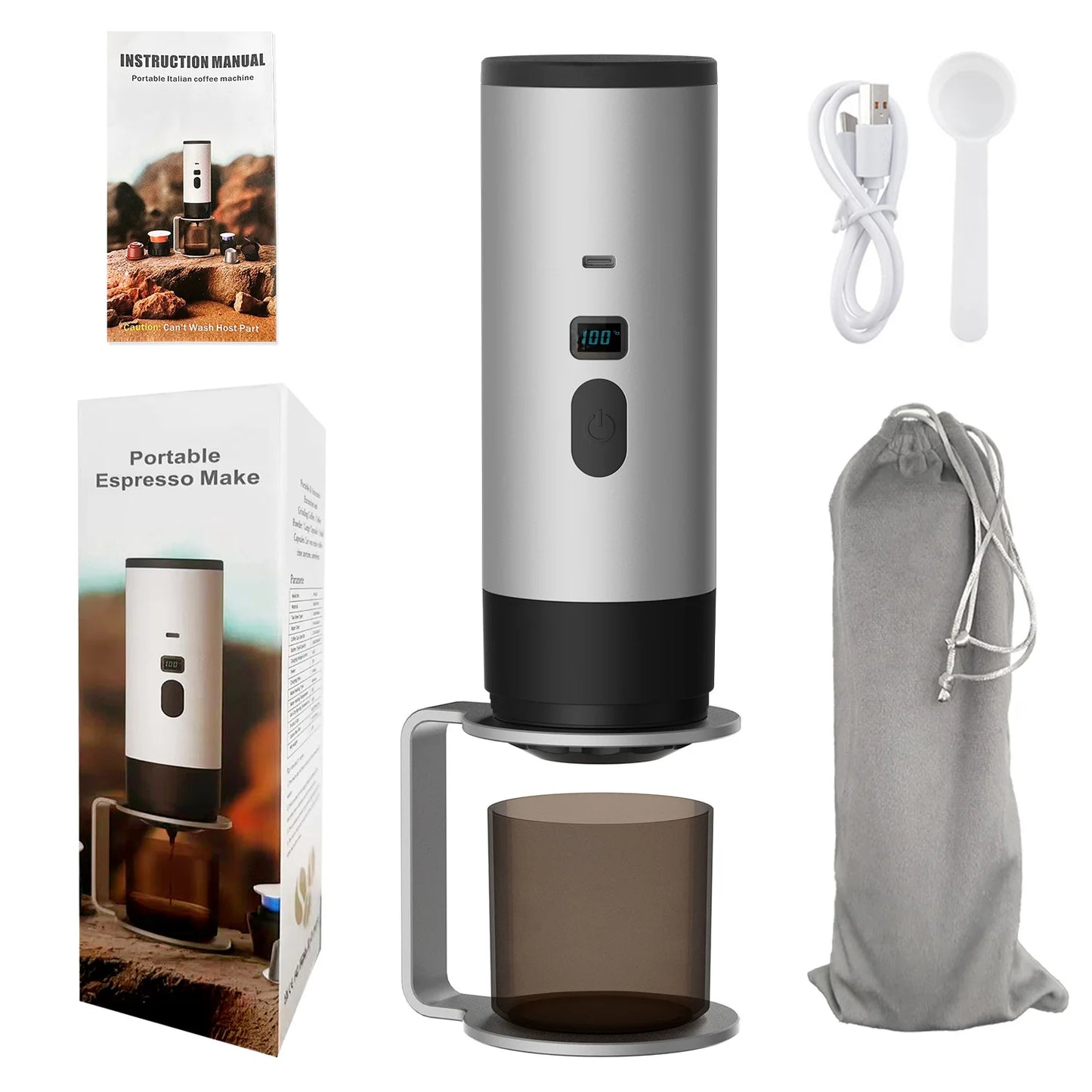 3-in-1 Wireless Electric Portable Capsule Coffee Machine for Car&Home Camping Coffee Maker Capsule Powder Travel Espresso Maker
