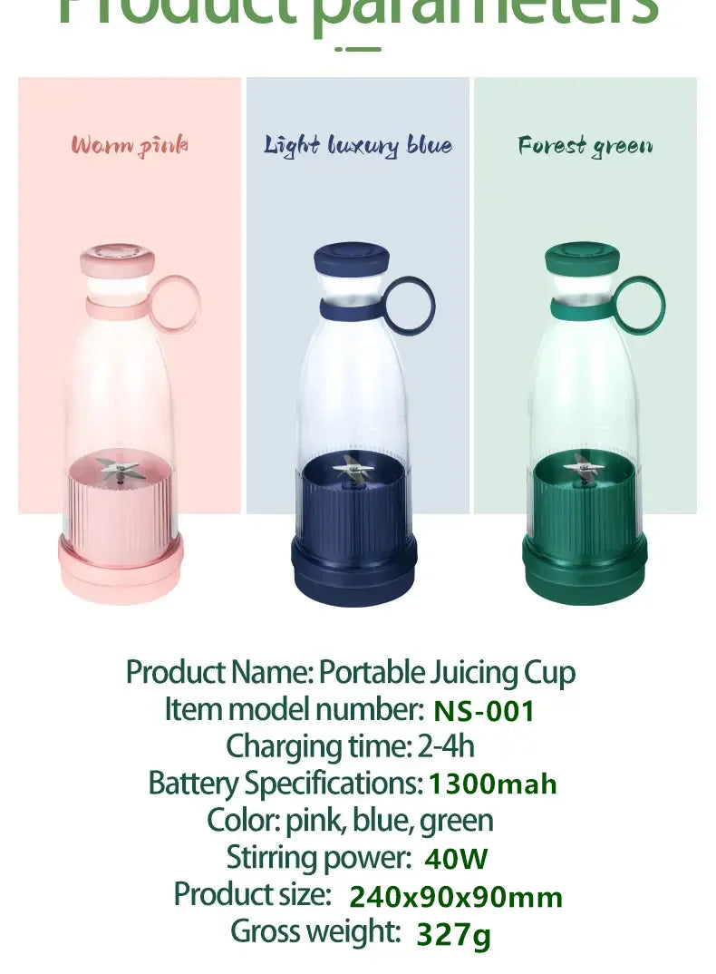 Portable Electric Juicer Cup – USB Mini Blender with 6 Blades for Smoothies & Milkshakes