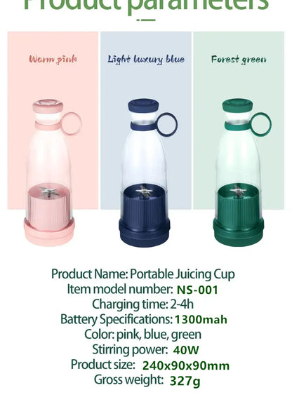 Portable Electric Juicer Cup – USB Mini Blender with 6 Blades for Smoothies & Milkshakes