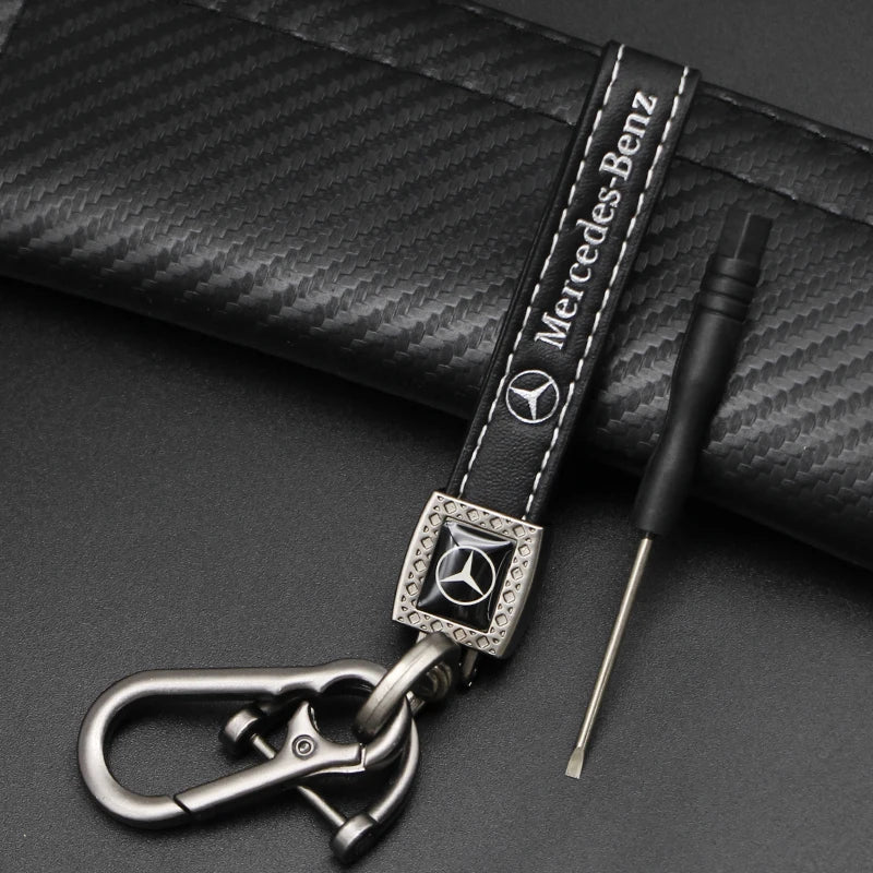 Metal/Leather Keychain Hand-Woven Key Rope Key Ring Key Holder For Mercedes Benz AMG W204 W205 W212 W213 W221 W117 W177 GLA GLE