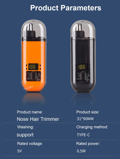 USB Rechargeable Nose & Ear Hair Trimmer – Mini Electric Grooming Shaver for Men