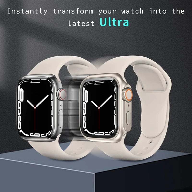 Screen Protector Cover for Apple Watch 46mm 44mm 45mm 40mm 41mm Hard PC Front Rear Bumper Case iwatch 10 9 8 7 6 Change To Ultra