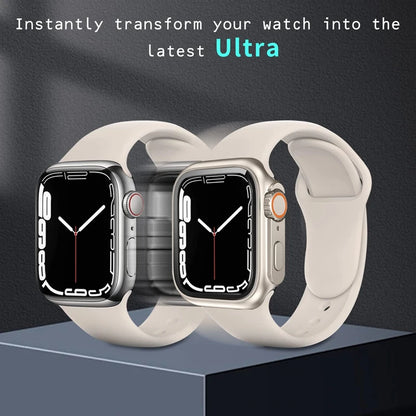 Screen Protector Cover for Apple Watch 46mm 44mm 45mm 40mm 41mm Hard PC Front Rear Bumper Case iwatch 10 9 8 7 6 Change To Ultra