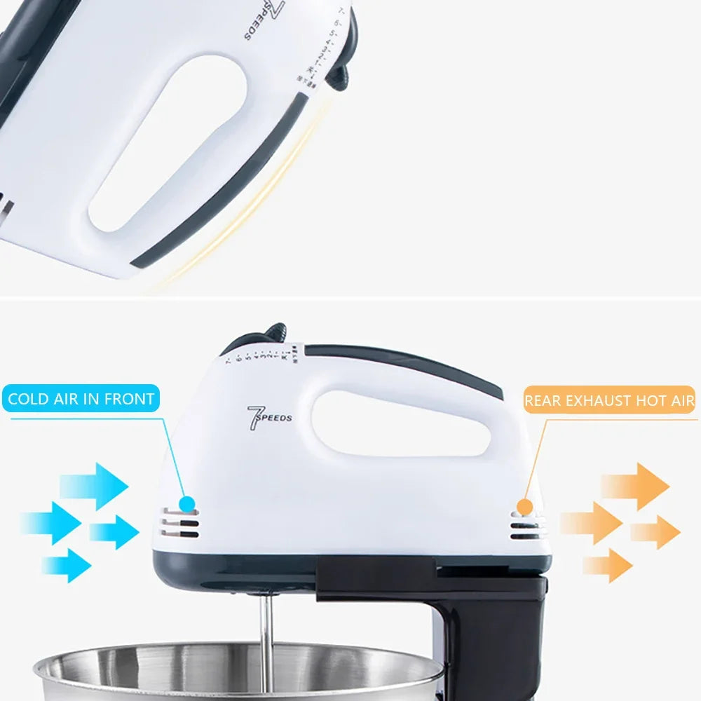Electric Food Cake Dough Mixer DIY Set 7 Speed Control Beaters 1.7L Rotating Mixing Bowl Kitchen Multi Blender 100W EU plug