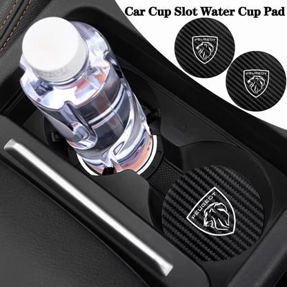 2Pcs Car coaster water anti slip pad silicone waterproof interior accessories For New Peugeot 206 208 207 3008 308 2008 107 508