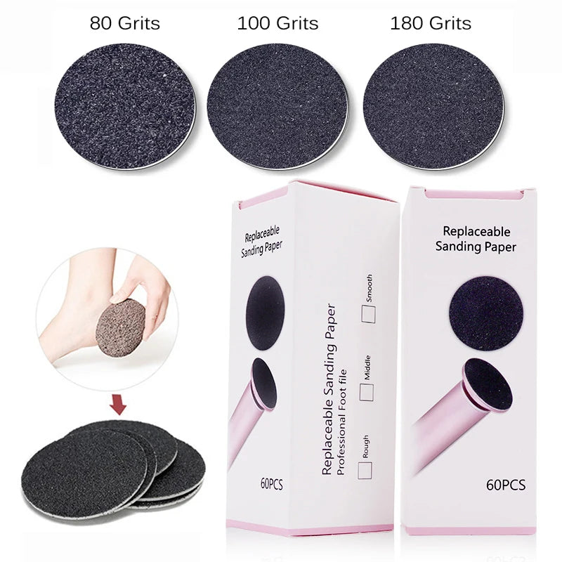 60PCS Replacement Sandpaper Discs for Electric Foot Callus Remover