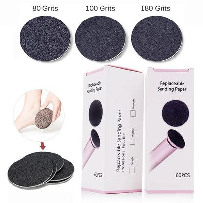 60PCS Replacement Sandpaper Discs for Electric Foot Callus Remover