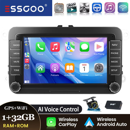 ESSGOO 7" Android14 Carplay Car Stereo GPS NAV RDS FM BT for VW Golf 5 6 Passat Polo 6R Touran Tiguan Caddy EOS Jetta Seat Skoda