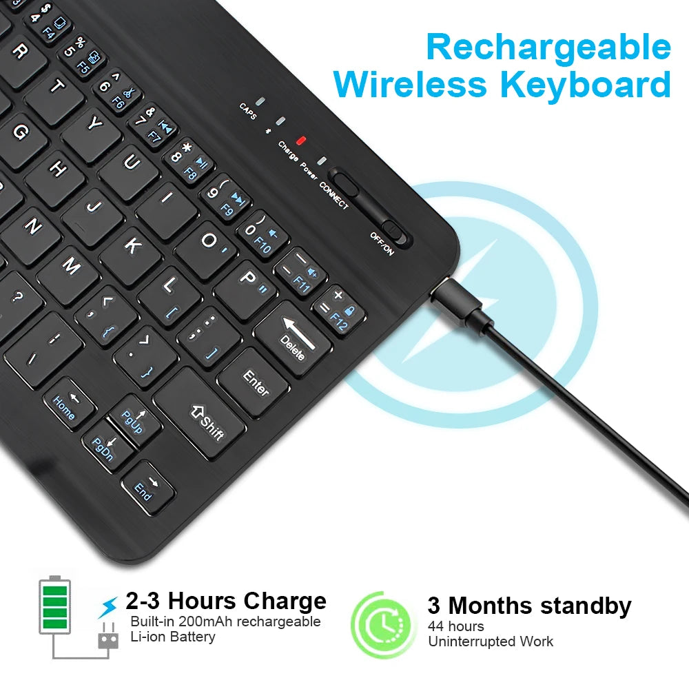 Mini Bluetooth Wireless Keyboard – Rechargeable for Laptop, Tablet & Phone (iOS/Android/Windows)