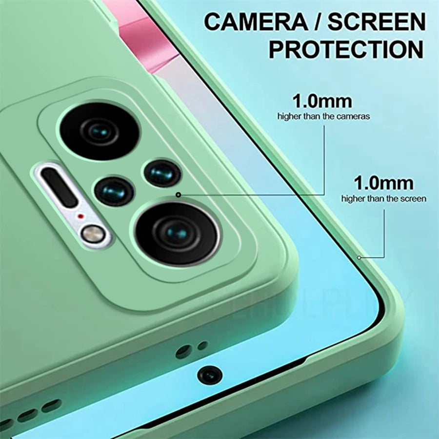 Square Liquid Silicone Soft Case For Xiaomi Redmi Note 10 5G 9 8 7 Pro 8T 9T 9S 10S 6 6A 8A 9A 9C Nfc Full Protection Cover