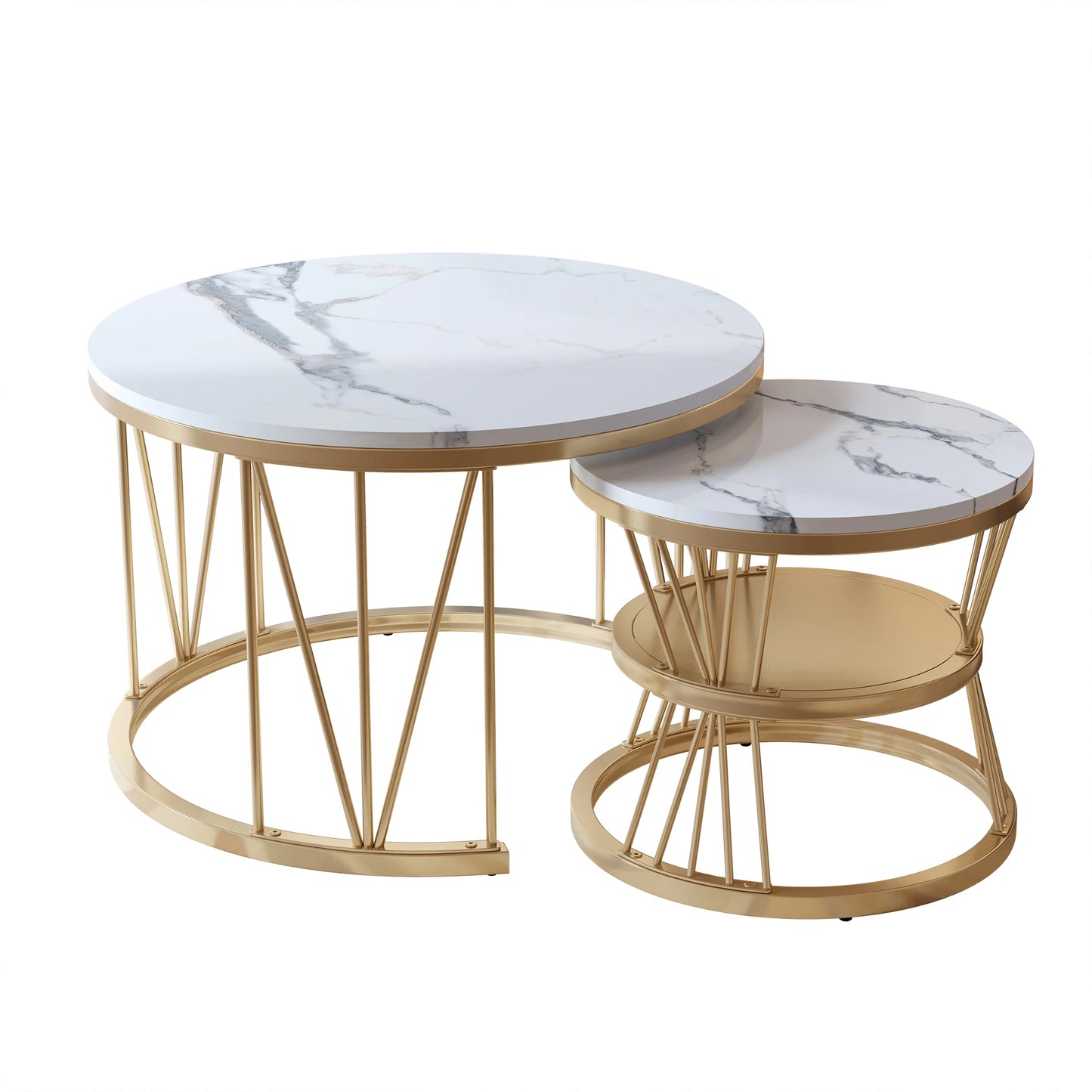 Roshanda 2PCS Nesting Coffee Table Set – Modern Round Sofa Tables