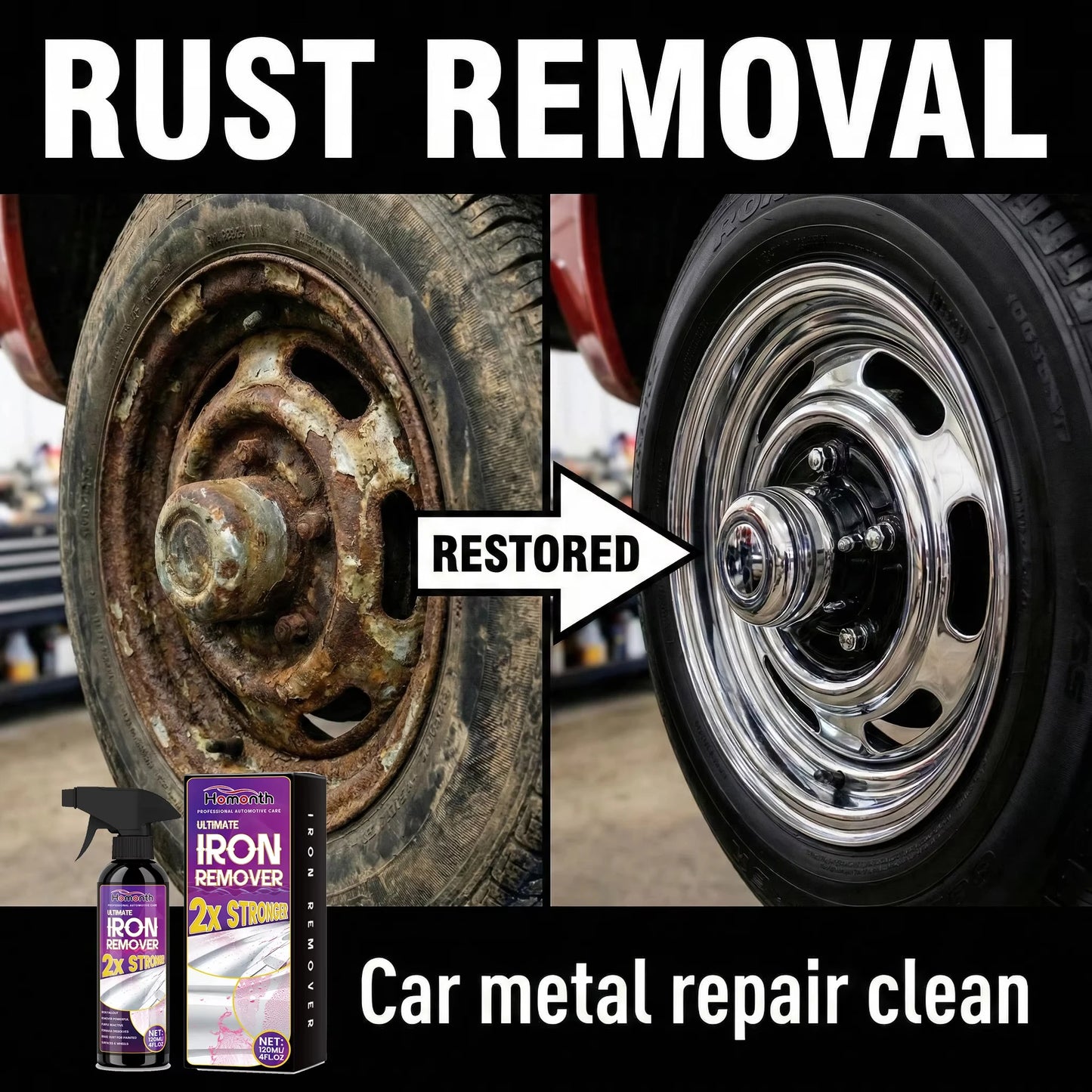 Powerful Rust Remover Spray for Metal, Cars & Tools