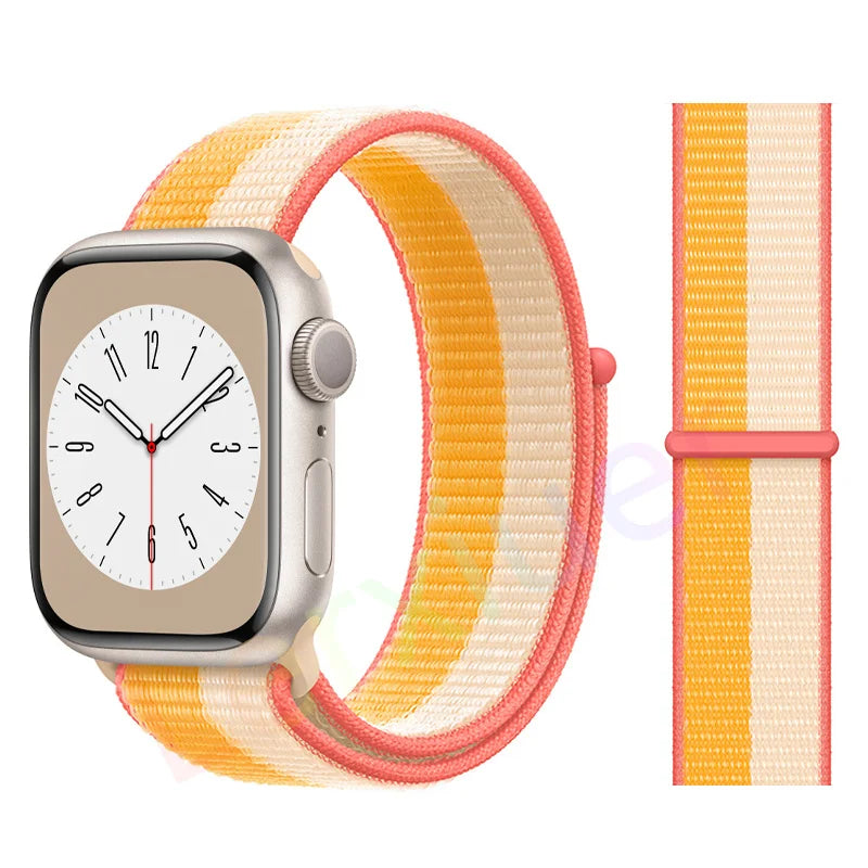 Nylon Loop Strap for Apple Watch Band 46mm 44mm 40mm 42mm 45mm 41mm 49mm 44 mm Bracelet iWatch Series Ultra 2 11 10 9 SE 7 6 5 4