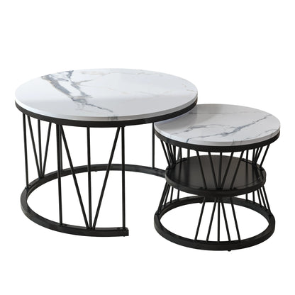Roshanda 2PCS Nesting Coffee Table Set – Modern Round Sofa Tables