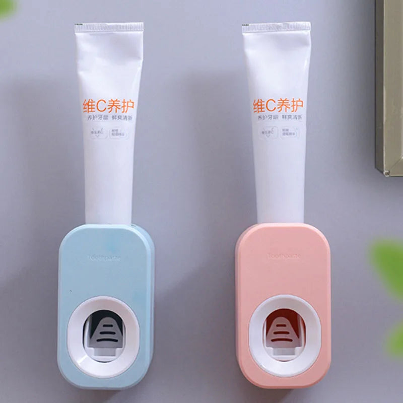 Automatic Toothpaste Dispenser Set – Wall Mounted Toothbrush Holder & Dust-Proof Organizer