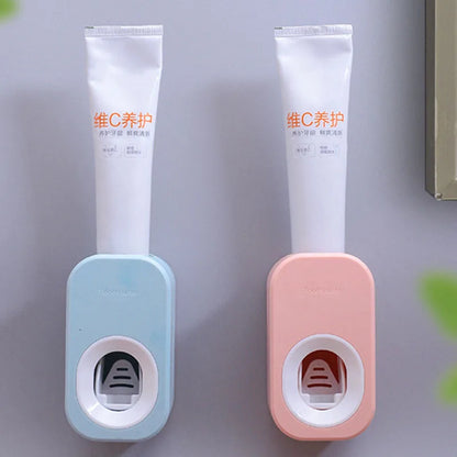 Automatic Toothpaste Dispenser Set – Wall Mounted Toothbrush Holder & Dust-Proof Organizer