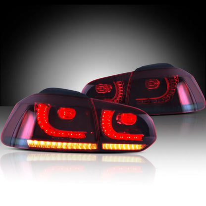 08-14 VW Golf 6th Gen Mk6 Hatchback Vland LED Aftermarket Tail Lights With Amber Sequential Turn Signal