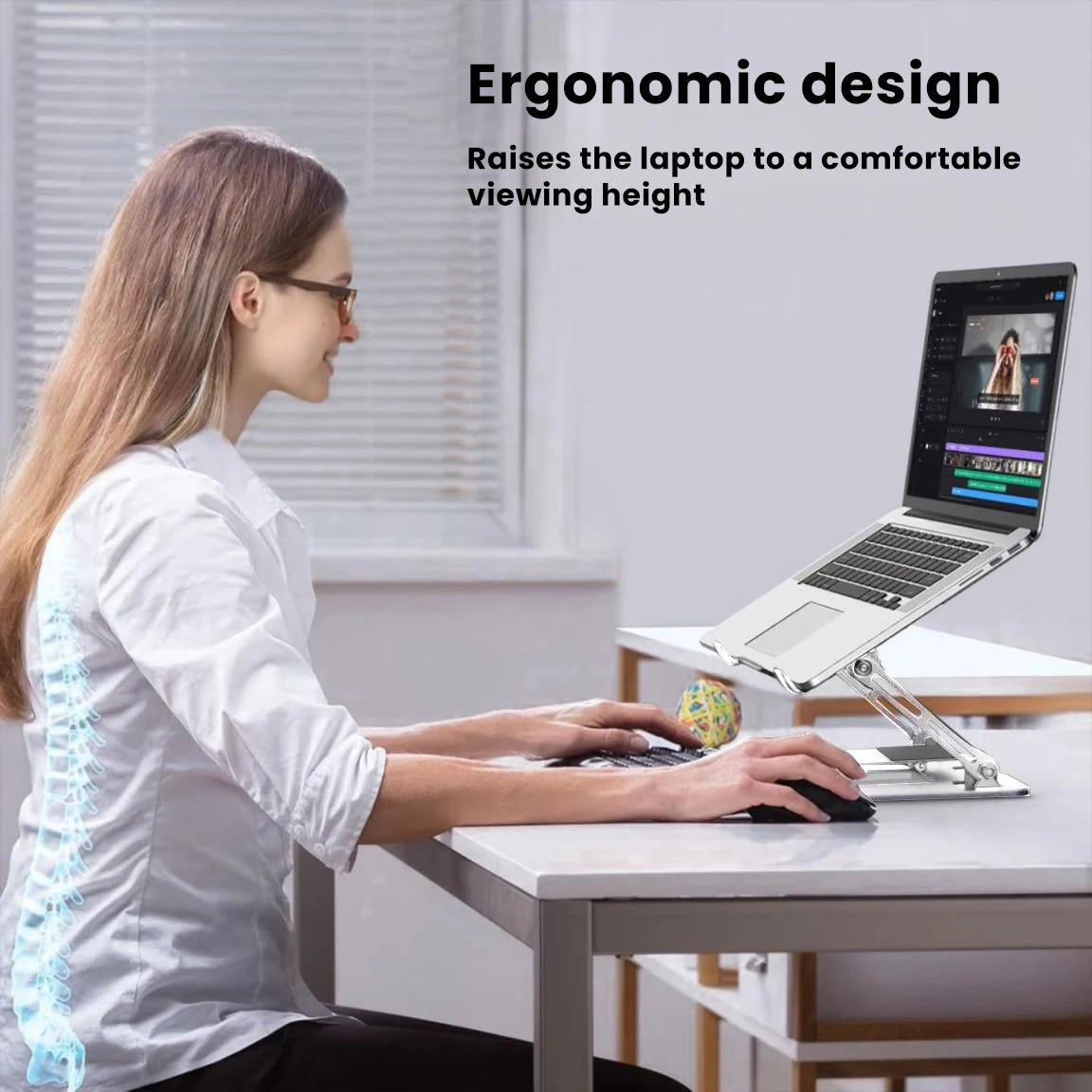 MultiFunctional Stand With Foldable Enhances Ventilation Adjustable Laptop Stand With Adjustable Phone Mount for Office Homes