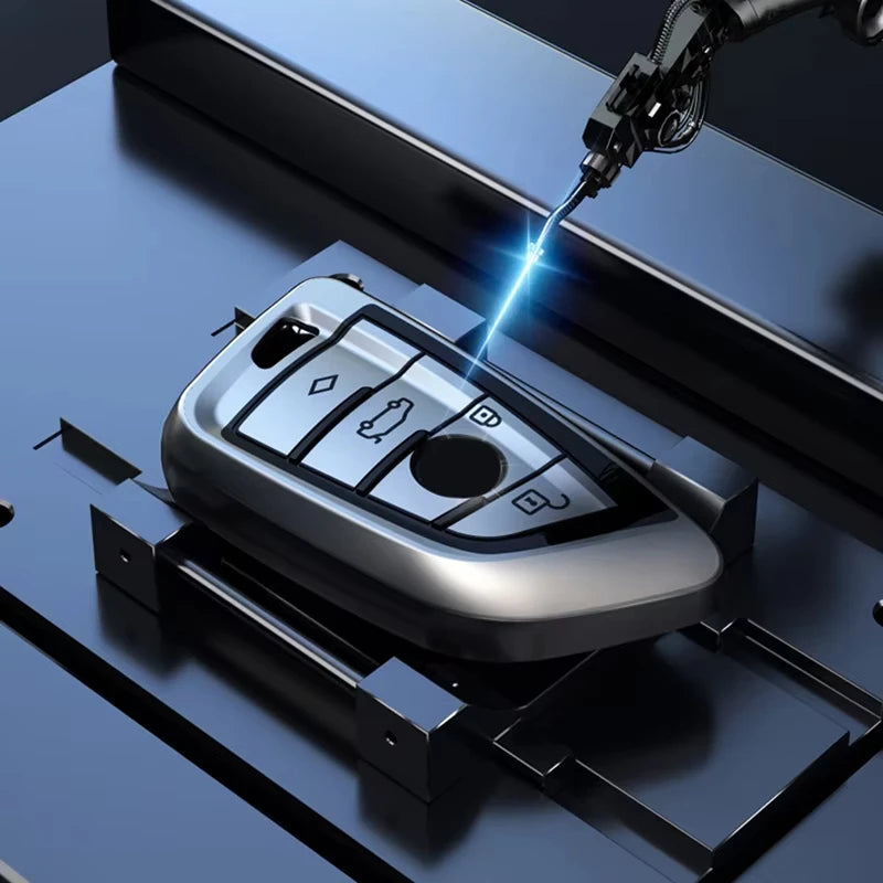 Titanium Gray Smart Car Key Case Cover for BMW