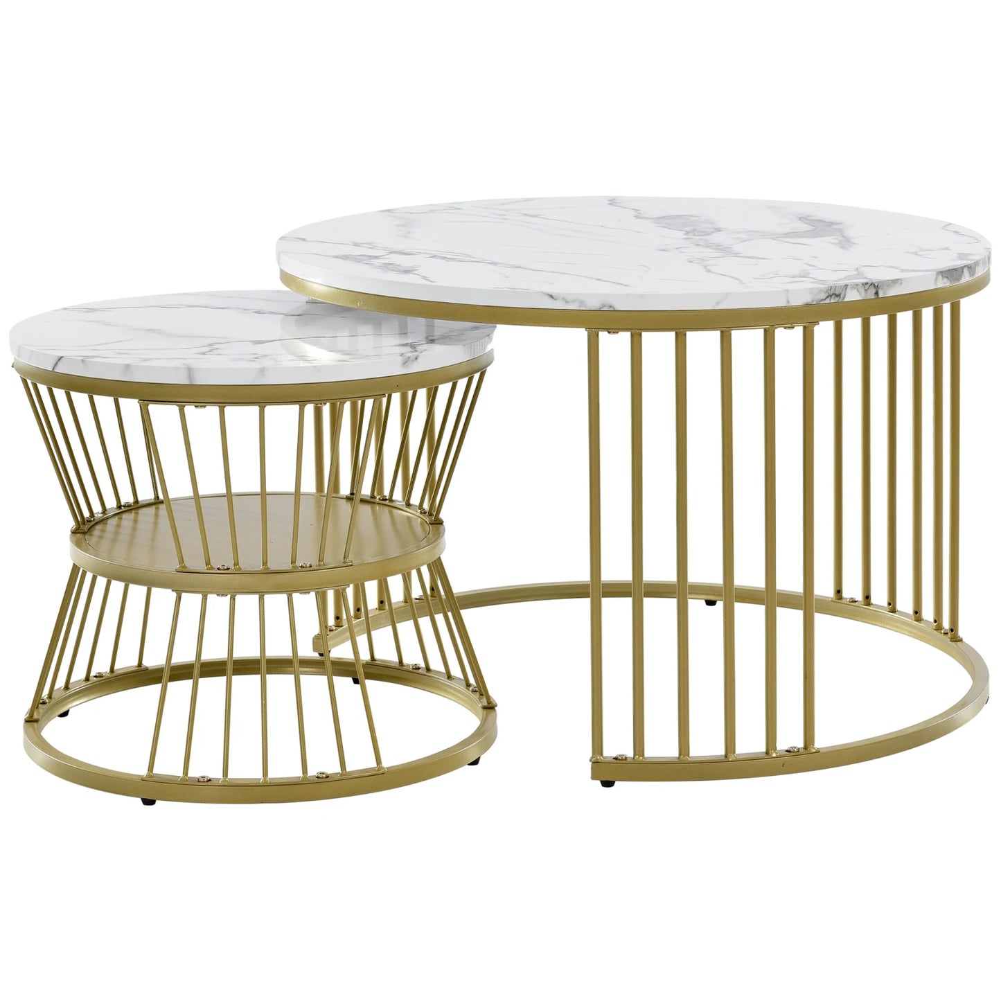 Roshanda 2PCS Nesting Coffee Table Set – Modern Round Sofa Tables