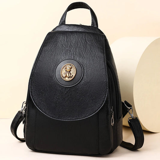 2024 Luxury Leather Large Capacity Backpack – Fashion Designer Travel & Book Bag