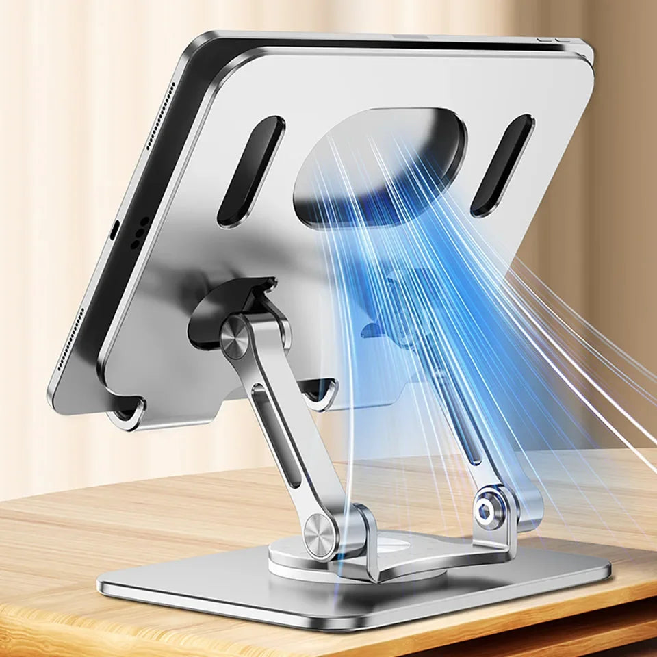 360° Rotating Tablet Stand – Adjustable Foldable Aluminum Holder for iPad & Phone