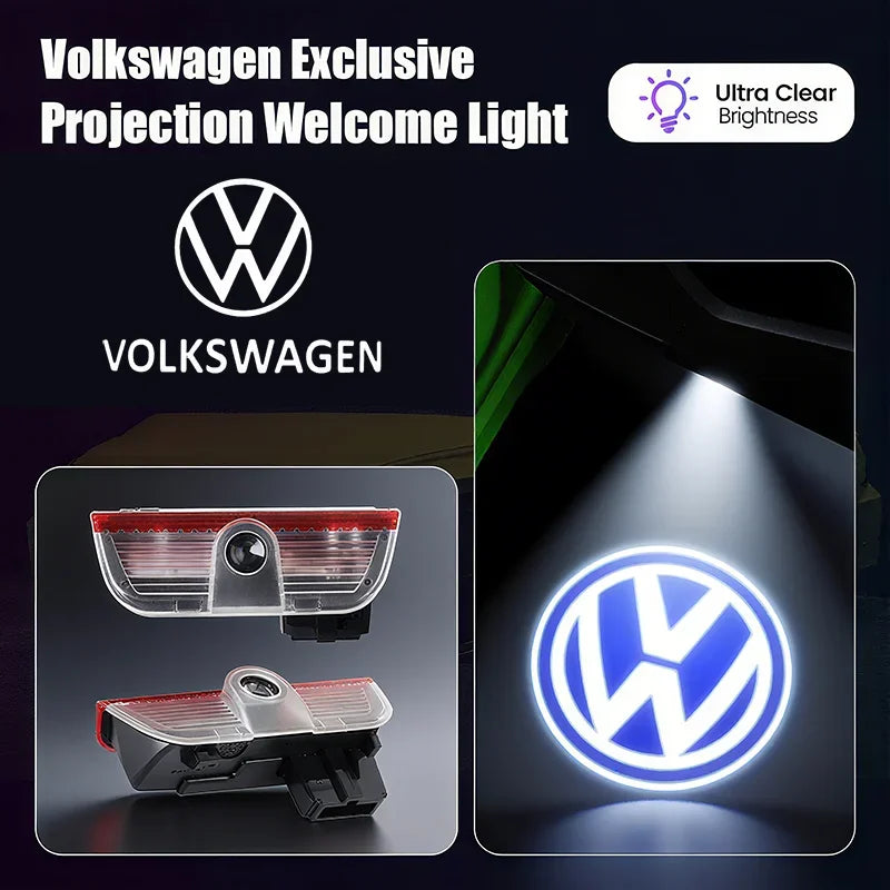 2PCS LED Door Logo Projector Lights for VW Golf, Passat, Jetta & Touareg | Plug & Play