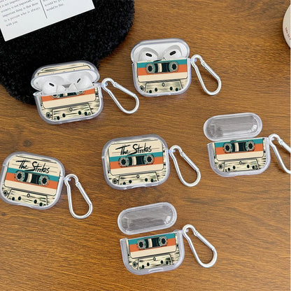 Shockproof Clear Earphone Case for AirPods Pro3/Pro2/Pro Vintage Cassette Tape Earbuds Case For AirPods 4/3/2/1 Protective Cover