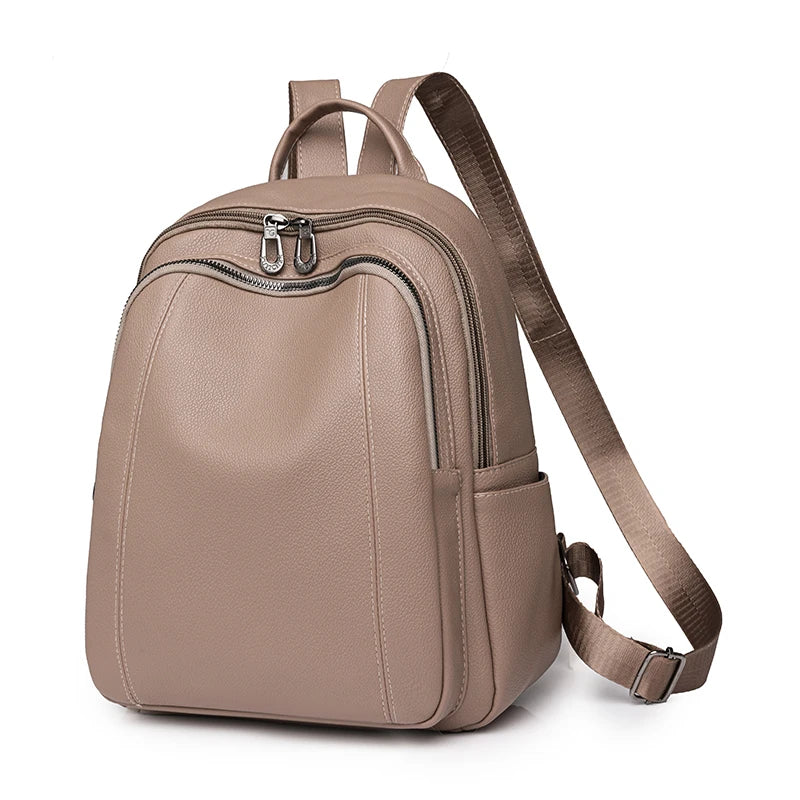 High Quality Vintage Leather Women’s Backpack – Large Capacity School & Travel Bag