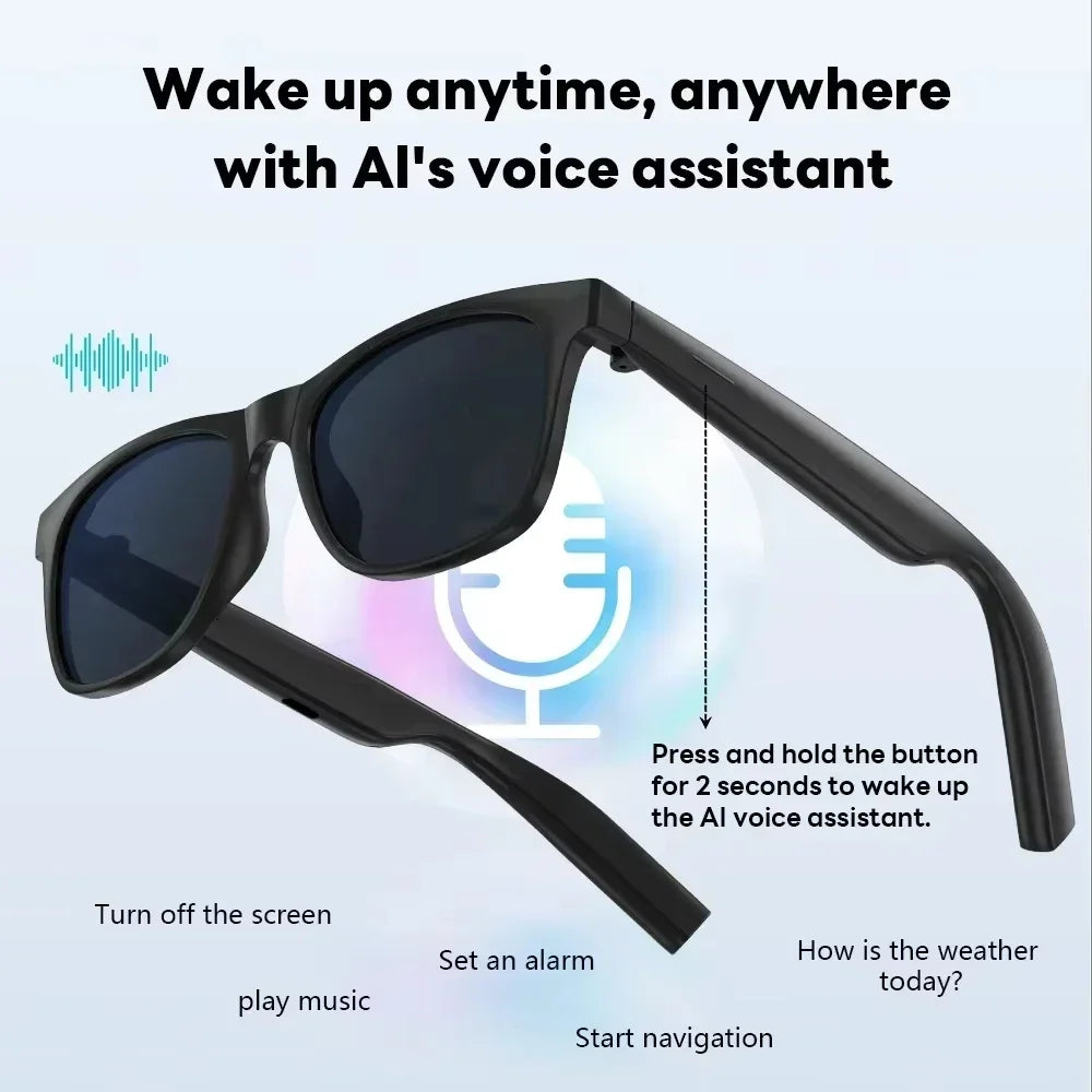 Lenovo NEW 1600W Sunglasses Wireless Bluetooth AI Glasses Smart Remote Control Touch Photo Recording Voice Assistant Translator