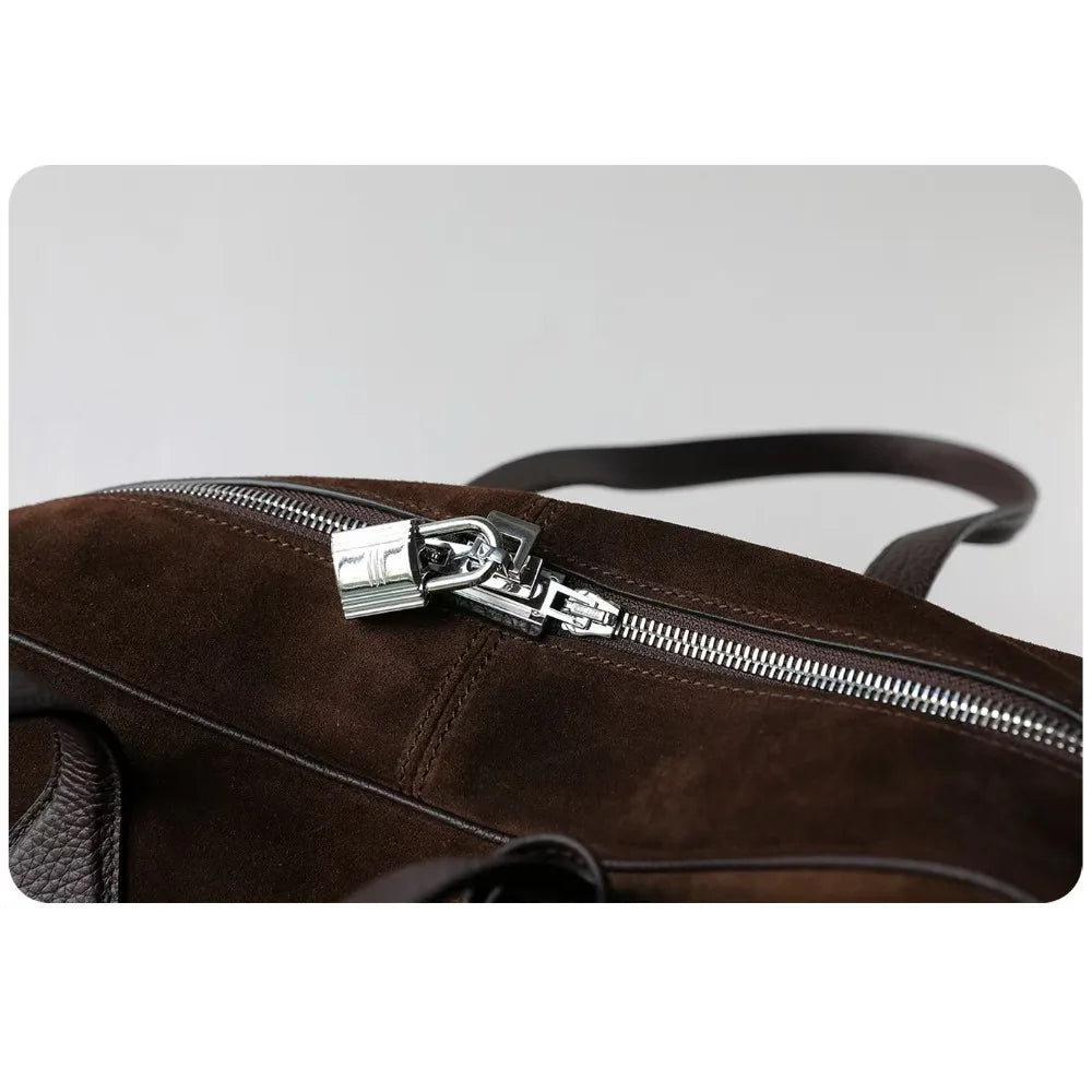 Premium Cowhide Boston Bag – Genuine Leather Large Capacity Women’s Bowling & Messenger Bag