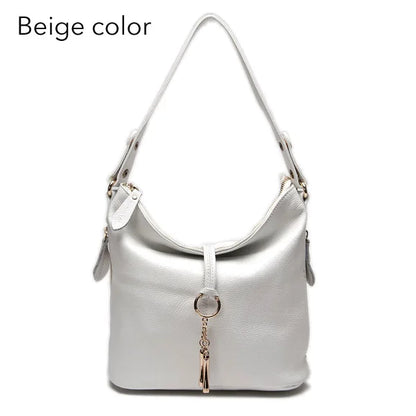 Zency Genuine Leather Women’s Hobo Bag – Elegant Medium Shoulder Handbag with Ring Detail