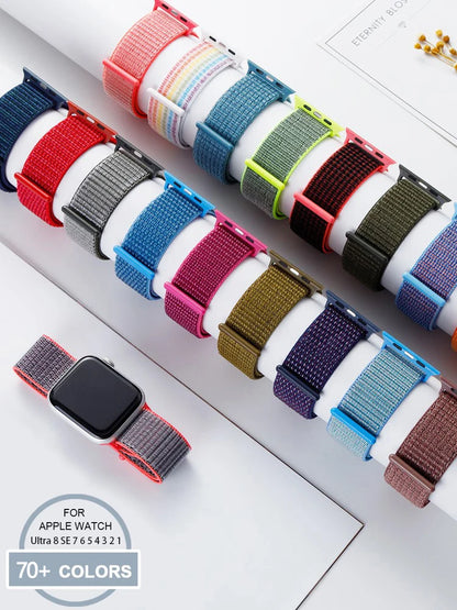 Nylon Loop Strap for Apple Watch Band 46mm 44mm 40mm 42mm 45mm 41mm 49mm 44 mm Bracelet iWatch Series Ultra 2 11 10 9 SE 7 6 5 4
