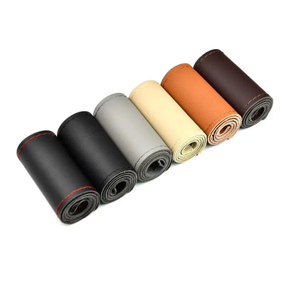 Universal Steering Wheel Cover 38cm (14”) – DIY Stitch-On Leather Wrap Anti-Slip