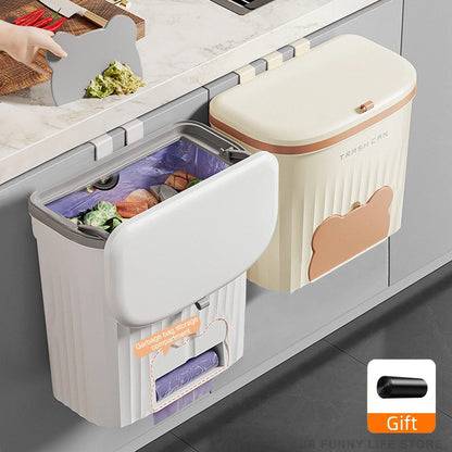 Wall Mounted Trash Can with Lid – 8.5/12L Kitchen & Bathroom Cabinet Bin