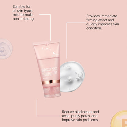 75ml Collagen Peel-off Face Mask Night Wrapping Mask + 50g Collagen Jelly Cream Firming Skin Moisturizing Facial Masks Cream