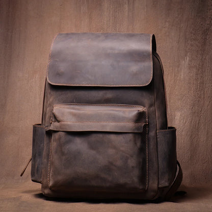 LUOKIR Genuine Leather Vintage Laptop Backpack