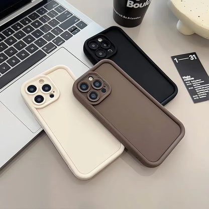 R-Real M-MadridE-S Phone Case Simple Solid Color Frosted Silicone For IPhone 17 16 13 12 15 14 Promax Plus All Inclusive Drop P